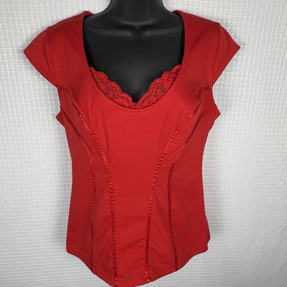 Y2K Guess Corset Fitted Structured Top Lace Womens L Pinup Baddie Rocker Vamp - Picture 1 of 9